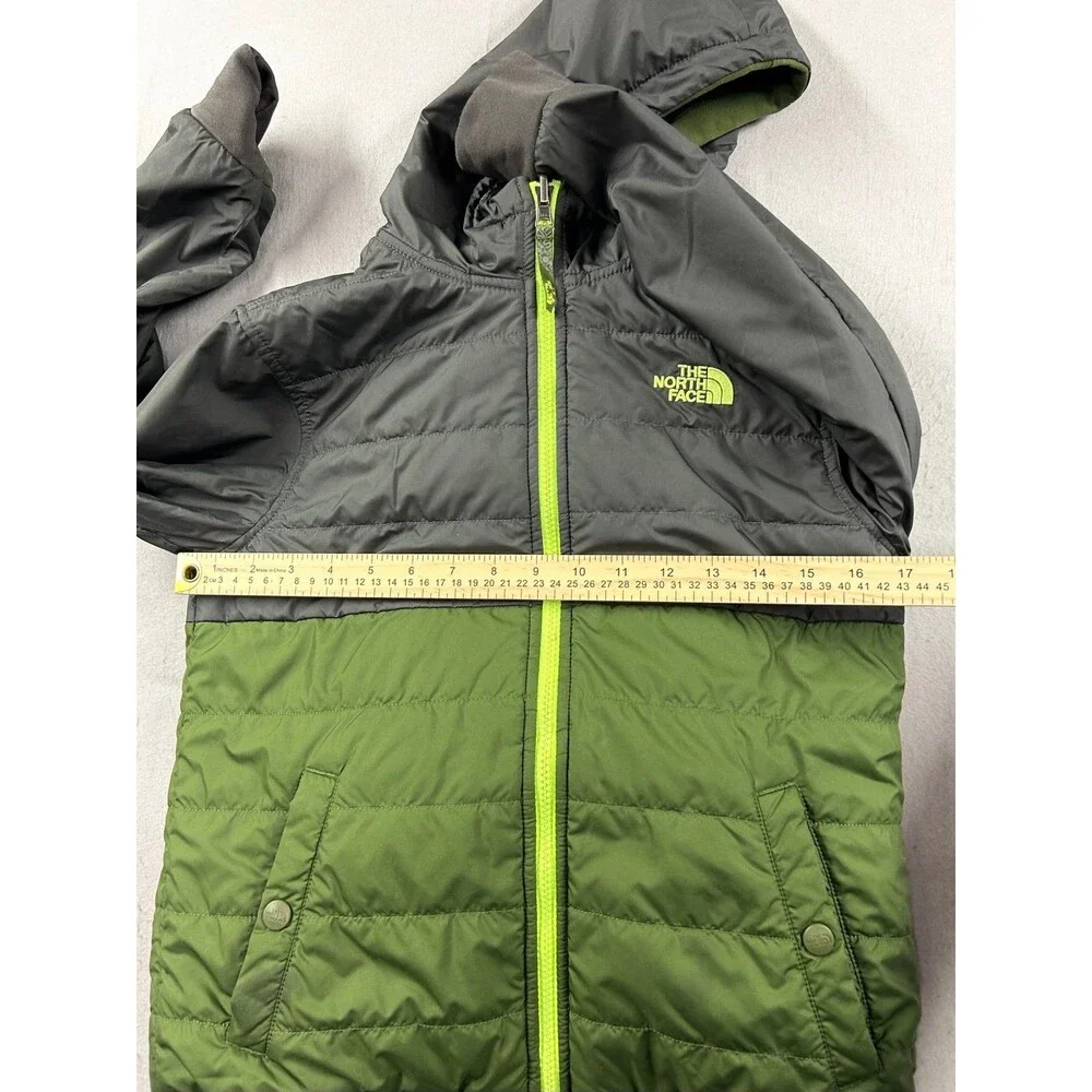 Boys The North Face Reversible Quilted Surgent Hooded Jacket Green